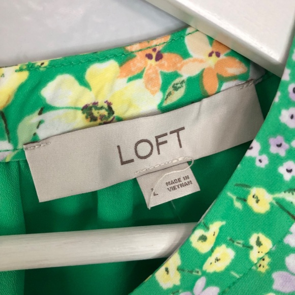 Loft Green Floral Sleeveless Bubble Hem Top Large - Picture 3 of 12